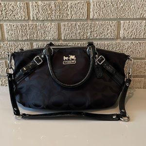 Coach black signature jacquard tote with shoulder strap